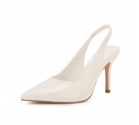 Trish Lucia Womens Slingback Pointed Toe Stiletto Pumps Slip-on High Heels Office Lady Sandals Party Prom Dress Shoes, Cream, 4.5 UK