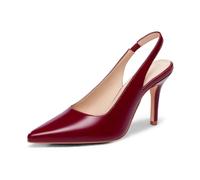 Trish Lucia Womens Slingback Pointed Toe Stiletto Pumps Slip-on High Heels Office Lady Sandals Party Prom Dress Shoes, Deep Red, 4.5 UK