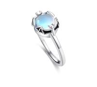 TRISHULA Bat Ring 925 Sterling Silver Moonstone Adjustable Halloween Gothic Ring Jewellery Gifts for Women Size 8