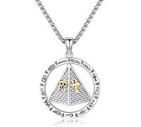TRISHULA Egyptian Pyramid Necklace 925 Sterling Silver Ankh Eye of Horus Elemental Egyptian Jewelry Perfect Birthday Christmas Holiday Gifts for Men