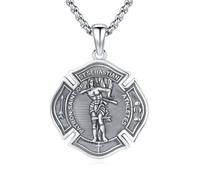 TRISHULA Saint Medals Necklace 925 Sterling Silver Saint Sebastian Patron Saint Necklace Religious Protection Amulet Jewellery Gifts for Men Women Son Father's