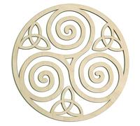 Triskele Knot Wooden Wall - 28cm Solid Wood Panel Celtic Spiral Decor | Engraved Hanging Ornament | Yoga Meditation Room Spiritual Home Accent | Wall Mounted Decorative Symbol Balance Serenity