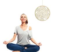 Triskele Wooden Wall Hanging - Celtic Triple Helix Spiral Artwork, Decorative Irish Symbol Sculpture, Natural Wood Craft, 11 Inch Knot Ornament | Spiritual Home Decor For Meditation Studio Living Room