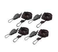 Trisoye 4Pcs Adjustable Pulley Camping Outdoor Hiking Rope Fastener Stopper Tightener with Carabiner