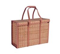 Trisoye Picnic Woven Basket Storage Bag Handle Folded Fruit Shopping Food Handle Foldable Bamboo Basket