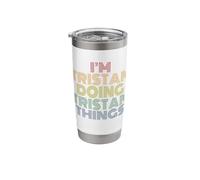 Tristan Doing Tristan Things Retro Rainbow Name Design Stainless Steel Insulated Tumbler