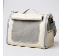 Tristan Home Premium Faux Leather Pet Carrier, Ventilated Travel Bag with Mesh Windows, Shoulder Strap, Pocket, Medium, Suitable for Pet Under 12lbs, Beige