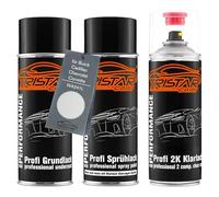 TRISTARcolor Car paint 2K spray can set for Buick/Cadillac/Chevrolet/Corvette WA241L Polar White 1 Metallic Perl under + base coat 2K clear coat
