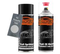 TRISTARcolor Car paint 2K spray can set for Porsche 7SD Le Mans Silber Metallic Base coat 2K clear coat spray can