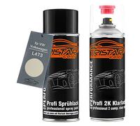 TRISTARcolor Car paint 2K spray can set for VW/Volkswagen L473 Alabaster Base coat 2K clear coat spray can