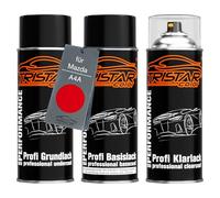 TRISTARcolor Car paint Spray can set for Mazda A4A True Red/Kardinalrot under + base coat clear coat spray can 400ml