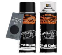 TRISTARcolor Car paint Spray can set for Mercedes/Daimler Benz 040 Tiefschwarz/Deep Black Base coat clear coat spray can 400ml