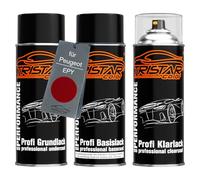 TRISTARcolor Car paint Spray can set for Peugeot EPY Rouge Rubi Nacre Metallic under + base coat clear coat spray can 400ml