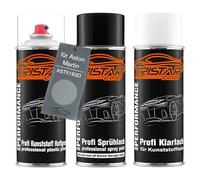 TRISTARcolor Car paint Spray can set for plastic bumper for Aston Martin AST5183D Stirling Green Perl Metallic Primer base coat clear coat with plasticizer spray can