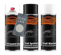 TRISTARcolor Car paint Spray can set for plastic bumper for Audi LA7A Ascotgrau/Ascot Gray Primer base coat clear coat with plasticizer spray can