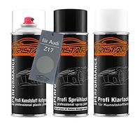 TRISTARcolor Car paint Spray can set for plastic bumper for Audi Z17 Avussilber Metallic Primer base coat clear coat with plasticizer spray can