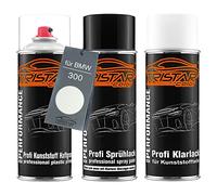 TRISTARcolor Car paint Spray can set for plastic bumper for BMW 300 Alpinweiss III/Alpine White 3 Primer base coat clear coat with plasticizer spray can