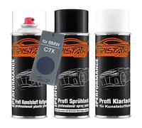 TRISTARcolor Car paint Spray can set for plastic bumper for BMW C7X Frozen Ocean Wave Blue Metallic Primer base coat clear coat with plasticizer spray can
