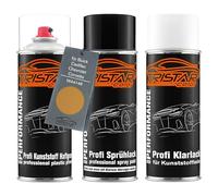 TRISTARcolor Car paint Spray can set for plastic bumper for Buick/Cadillac/Chevrolet/Corvette WA4148 War Bonnet Yellow Metallic Primer base coat clear coat with plasticizer