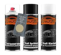 TRISTARcolor Car paint Spray can set for plastic bumper for Gen. Motors/Hummer/Oldsmobile/Pontiac/Saturn 42 Alamo Beige Metallic Primer base coat clear coat with plasticizer