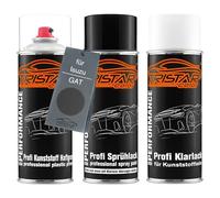 TRISTARcolor Car paint Spray can set for plastic bumper for Isuzu GAT Midnight Black Perl Primer base coat clear coat with plasticizer spray can