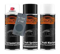 TRISTARcolor Car paint Spray can set for plastic bumper for Opel Z168 Metro Perl/Metro Blue Perl Primer base coat clear coat with plasticizer spray can