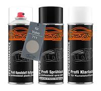 TRISTARcolor Car paint Spray can set for plastic bumper for Volvo 711 Bright Silver Metallic Primer base coat clear coat with plasticizer spray can