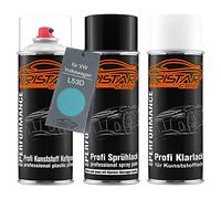 TRISTARcolor Car paint Spray can set for plastic bumper for VW/Volkswagen L53D Niagarablau/Niagara Blue Primer base coat clear coat with plasticizer spray can