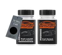 TRISTARcolor Car paint Touch-up pen set for Mini C4R Midnight Black II Metallic Base coat clear coat 50ml each