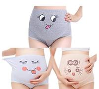 TRISTIN Cotton 3 Pack Pregnancy Maternity Overbump Smile High Waist Adjustable Underwear Knickers/Nursing Briefs, Nude+blue+gray(3 Packs), 6/8 UK