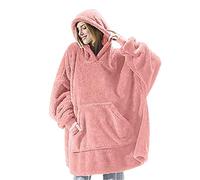 TRISTIN Thicken Sherpa Fluffle Sweatshirt Blanket Warm Cozy Oversized Wearable Pocket Hoodie for Women Men and Teens Pink