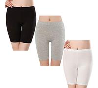 TRISTIN Women Anti Chafing Underwear Plus Size Long Sexy Seamless Slipshort Boy Shorts, 3 Pack, 1*black+1*gray+1*white, 20-22