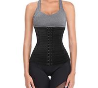TRISTIN Women Waist Cinchers Latex Corset Adjustable Hook&Eye Closure Workout Trainer Flexible Body Shaper Weight Loss Belt, Black Black, L/ 12-14 UK