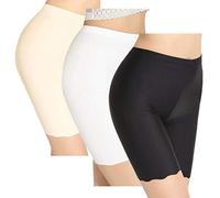 TRISTIN Womens 3 Pack Boy Shorts Anti Chafing Underwear Plus Size Long Leg Briefs Sheer & Sexy Boxers Seamless Ladies Slipshort Panties, Black+white+nude, UK 20-26