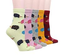 TRISTIN Womens 5 Pairs Cute Dog Socks Cactus Animal Funny Crew Socks Cotton Rainbow Striped Fruit Cat Novelty Socks Gifts, UK 5-9