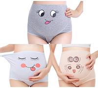 TRISTIN Women's Maternity 3 Pack Soft Cotton Pregnancy High Waist / Nursing Underwear Briefs, Nude+blue+gray(3 Packs), 22-24