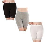 TRISTIN Women's Slipshort Cotton Lace Anti Chafing Long Leg Knickers Safety Underwear No Chub Rub Shorts for Under Dresses 3 Pack 10-12