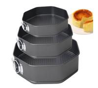 TRISTO Octagon Cheesecake Mould Set, Carbon Steel, 3-Piece, Baking Accessories, Baking Moulds for Cheesecake, Yoghurt Cake, Mousse, Coffee Cake, Lasagna