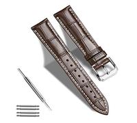 TRISTRAPS Genuine Leather Watch Band 18mm/19mm/20mm/22mm/22mm/23mm/24mm,Black Brown Blue Replacement Watch Strap with Silver Clasp Buckle for Men Women