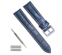 TRISTRAPS Genuine Leather Watch Band 18mm/19mm/20mm/22mm/22mm/23mm/24mm,Black Brown Blue Replacement Watch Strap with Silver Clasp Buckle for Men Women