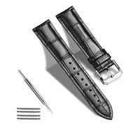 TRISTRAPS Genuine Leather Watch Band 18mm/19mm/20mm/22mm/22mm/23mm/24mm,Black Brown Blue Replacement Watch Strap with Silver Clasp Buckle for Men Women