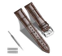 TRISTRAPS Genuine Leather Watch Band 18mm/19mm/20mm/22mm/22mm/23mm/24mm,Black Brown Blue Replacement Watch Strap with Silver Clasp Buckle for Men Women
