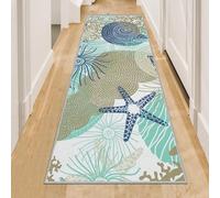 Tritard Coastal Runner Rug 2x6 Nautical Kitchen Hallway Rugs Beach Themed Non-Slip Indoor Floor Mat Machine Washable Rugs Carpet for Bathroom Living Room Bedroom Laundry Room Entryway, Navy