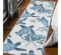 Tritard Coastal Sea Turtles Hallway Runner Rug 2x6 Beach Themed Starfish Area Rug Runner Non-Slip Washable Entryway Doormat Indoor Entrance Carpet for Kitchen Bathroom Laundry Bedroom Living Room