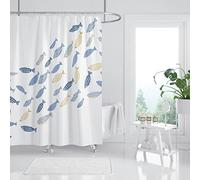 Tritard Fish Shower Curtain Set Abstract Swiming Fishes Minimalist Shower Curtains Cartoon Ocean Children Kids Waterproof Fabric Decorative for Bathroom Tub with 12 Hooks, 72X72 Inches (Blue&Yellow)