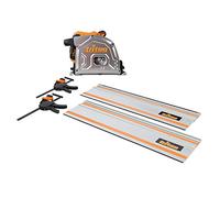 Triton 1400W Track Saw Kit 185mm 4pce TTS185KIT (534156) | Addtl. cut depth vs. 165mm saws. 2 x 700mm tracks and track-clamps included. Scribe-mode eliminates tear-out!