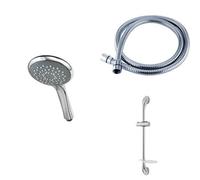 Triton 5 Position Shower Head- Chrome with 1.25m Shower Hose - Chrome and Joshua Riser Rail - Chrome