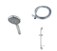 Triton 5-Setting Shower Head with 2m Hose, Chrome Finish, Modern Petal Design, Wall Mounted, Includes Rail, Soap Dish