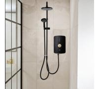 Triton Showers REAMDU97 Amala Metallic DuElec | Shower Electric | 9.5KW | Black I Brushed Brass I Electrical Showers | with Showerhead and Anti Twist Hose | Rainfall Shower Head | for Bathrooms