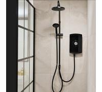 Triton Showers GEAMDU93 Amore DuElec | Shower Electric | 9.5KW | Black Gloss I Electrical Showers | with Showerhead and Anti Twist Hose | Rainfall Shower Head | for Bathrooms